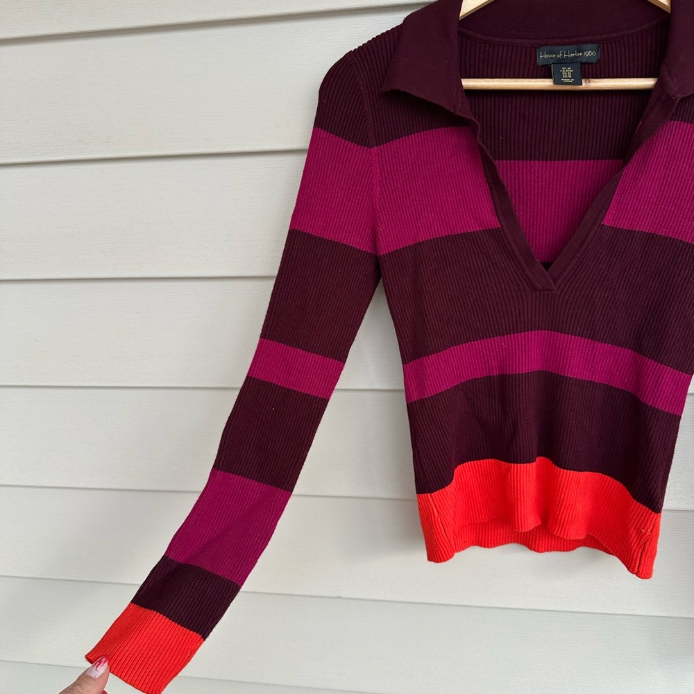 House of Harlow 1960 Ribbed Knit Sweater in Burgundy - Picture 3 of 4